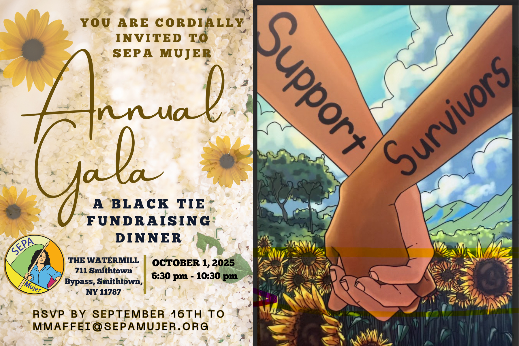 Annual gala event flyer with date, location, and celebration details.